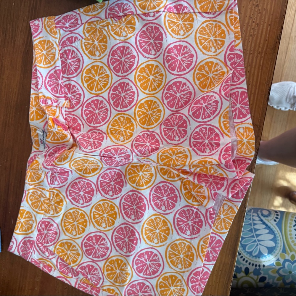 Vineyard Vines Pink & Orange Citrus Print Bermuda Shorts